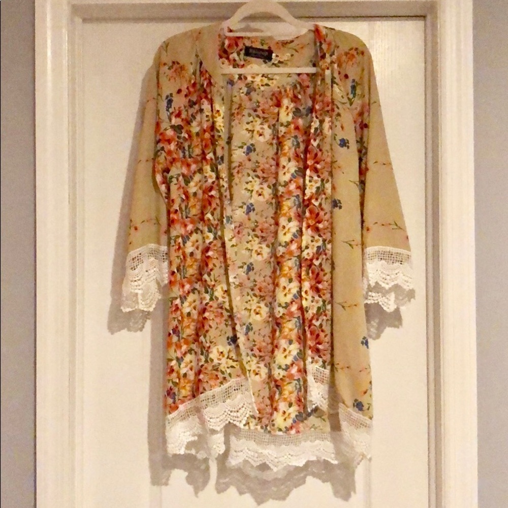 Open front floral cover up